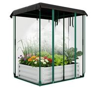 Bordure de jardin surélevée galvanisée en acier - Grande jardinière 120x90x30 cm - Système d'auto-arrosage - Filet anti-insectes - Arrosage goutte à goutte - Beige