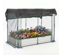Bordure de jardin surélevée galvanisée - Jardinière en métal - 183 x 91 cm - Couvercle - Filet anti-insectes et anti-ombrage - Trous de drainage - Montage facile