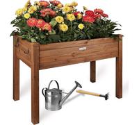 Bordure de jardin surélevée - Jardinière pour herbes aromatiques - Jardinage extérieur - Bois de pin robuste - 100 x 50 x 75 cm - Brun foncé