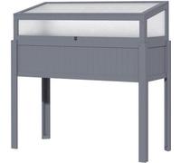 Bordure de jardin surélevée – Mini-serre – Potager – Jardin d'herbes aromatiques – Serre à tomates – Gris – Couverture en polycarbonate – 120 x 54 x 122 cm