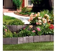 Bordure de jardin - TERRE JARDIN - Lot de 10 - Imitation pierre gris - L25 5xH23cm - Emboîtement clip