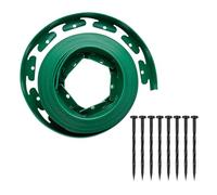 Bordure de pelouse - 10 m - Flexible - En forme de L - Avec clous - Protection des racines - Pour l'aménagement du jardin et la protection des arbres - Vert