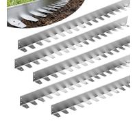 Bordure de pelouse en Acier Corten (5 pièces), Bordure de Massif en métal argenté, Flexible - 5 m, Hauteur 5 cm, 25 piquets de Fixation (galvanisés/inoxydables), Montage sans tranchée