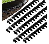 Bordure de pelouse en Acier Corten (5 pièces), Bordure de Massif en métal Noir, Flexible - 5 m, Hauteur 5 cm, 25 piquets de Fixation (galvanisés/inoxydables), Montage sans tranchée
