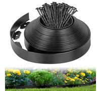 Bordure de Pelouse Flexible 10M x 5cm, Clôture de Jardin en Plastique avec 50 Piquets, Bordure de Délimitation pour Pelouse, Parterre, Allée de Patio, Noir