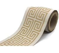 Bordure décorative, 100 mm de large, couleur ivoire/or, motif grec, longueur 3,5 mètres