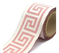Bordure décorative, 70 mm de largeur, couleur ivoire/rose pâle, motif grec, longueur 3,5 mètres