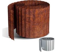 Bordure en acier galvanisé 25 m x 15 cm, bordure de pelouse flexible 0,3 mm, bordure de couleur argentée pour jardin et pergola, finition rouille