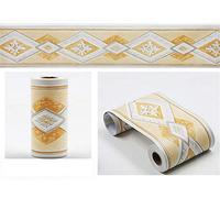 Bordure Frise papier peint Jaune Européen Décoration murale amovible Frise Murale Bordure de Tableau d'Affichage Découpée Autocollant imperméable en PVC Plinthe 10cm X 900cm