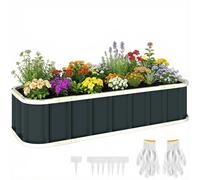 Bordure surélevée en acier - Modulable - Bordure incurvée - Acier galvanisé - 136 x 52 x 31 cm - Gris foncé