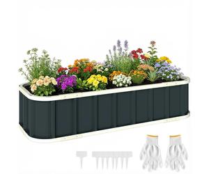 Bordure surélevée en acier - Modulable - Bordure incurvée - Acier galvanisé - 136 x 52 x 31 cm - Gris foncé