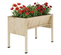 Bordure surélevée en bois pour jardinage - Jardinière sur pieds - Avec crochets - Inclut un insert en tissu non tissé - Pour cultiver des légumes sur balcon ou terrasse - 116,5 x 60 x 77 cm