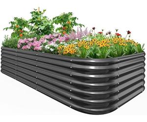 Bordure surélevée galvanisée, dimensions 240 x 120 x 62 cm | Bordure surélevée en métal, jardinière, bac de plantation, inoxydable, avec drainage, montage facile, résistante aux intempéries, tunnel de