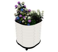 Bordure surélevée galvanisée sur roulettes - Jardinière métallique 60x60x70 cm - Avec roues - Réservoir d'auto-arrosage - Pour intérieur et extérieur - Blanc crème