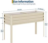 Bordure surélevée - Jardinière sur pieds - Structure en bois - Cadre en plastique - Système d'arrosage intégré - Orifices de drainage - 127 x 43,2 x 81,3 cm