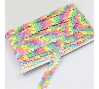 Bordure tressée à paillettes, Ruban à paillettes 50 yards, garniture plates en tissu multicolore, bande artisanale(Colorful)