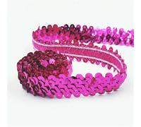 Bordure tressée à paillettes, Ruban à paillettes 50 yards, garniture plates en tissu multicolore, bande artisanale(Rose Red)