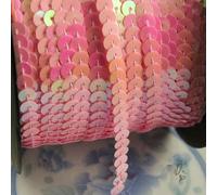 Bordure tressée à paillettes, Ruban à paillettes 6mm, ruban de dentelle rondes et plates, garniture couture for l'artisanat multicolore 1-90m(Pink,1M)