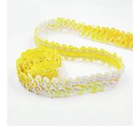 Bordure tressée à paillettes, Ruban à paillettes multicolores, 50 Yards, garniture plates, tissu scintillant métallique(Yellow)