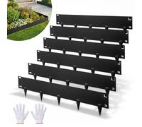 Bordures de jardin en acier galvanisé, lot de 6 bordures métalliques de 1016 x 207 mm pour l'aménagement paysager, livrées avec des gants, faciles à installer, bordures de jardin robustes en métal pou