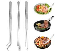 BORISCA 3 Pièces Pince Barbecue Inox, Pincette de Cuisine en Acier Inoxydable, 30 cm Pince Alimentaire, 3 Types de Pince du Chef, Utile de Cuisine pour la Cuisson, Le Barbecue et la Pâtisserie