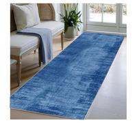 BORKOY Paillasson Intérieur Antidérapant 90x250 cm Grand Format Lavable - Bleu Moderne Abstait Tapis de Couloir Long - Descend de Lit Moquette Sol Doux pour Cuisine Devant Evier Entrée Buanderie