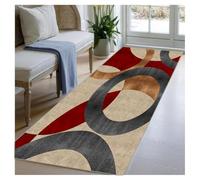 BORKOY Tapis de Passage Cuisine Devant Evier Long 60x300 cm Rouge Noir Moderne Abstrait Antidérapant Lavable en Machine Doux Couloir Buanderie Salon Chambre Paillasson Polyester Personnalisable