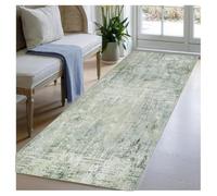 BORKOY Tapis Salle de Bain Antidérapant 100x120 cm Vert Clair Vintage Abstrait, Tapis de Couloir Lavable en Machine, Tapis Cuisine Devant Evier pour Couloir Bureau Buanderie Chambre Personnalisable