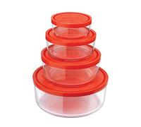 Bormioli 226018-S02 Gelo Box Boîte de Conservation Verre Transparent avec Couvercle Rouge Set de 4