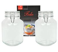 Bormioli Fido Lot de 2 bocaux en verre à fermeture à étrier Fido d'origine avec livret de recettes Bormioli (français non garanti) 3,0 l