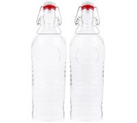 Bormioli Lot de 2 bouteilles en verre Officina 1825-1,2 l - Avec bouchon mécanique et décoration en relief - 4250857232383