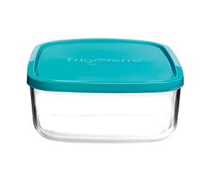 BORMIOLI ROCCO 1663028 Bormioli-Plat Carré en Verre avec Couvercle 2.8 L, Transparent, 22 x 22 x 10 cm