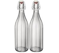 Bormioli Rocco 390850MBA321990 Bormioli - Bouteille Oxford 1 L, Verre, Transparente, 8,9 x 30,6 cm (Lot de 2)
