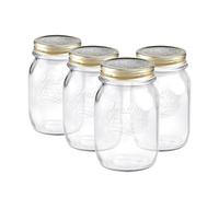 Bormioli Rocco 4X Clair 500ml Quattro Stagioni Glass de Conservation des Pots - Paies de vis ètanche è l'air de Stockage de Conserve de Conserve de Confiture de Confiture maèon