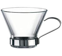 BORMIOLI ROCCO 5165100 Lot de 6 tasses à cappuccino Ypsilon en verre avec base et manche en acier inoxydable, 22 cl