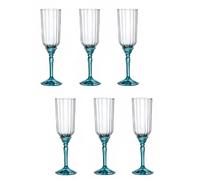 Bormioli Rocco 6X Bleu 210ml Florian Flûtes Champagne - Réutilisable Prosecco Vin Mariage Faire la Fête Buvant Verres Ensemble-Cadeau