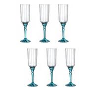 Bormioli Rocco 6X Bleu 210ml Florian Flûtes Champagne - Réutilisable Prosecco Vin Mariage Faire la Fête Buvant Verres Ensemble-Cadeau