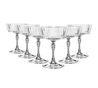 Bormioli Rocco 6X Clear 275ml America '20s Champagne Cocktail Soucoupes - Vintage Art Deco Coupé Lunettes pour vin, Espresso Martini