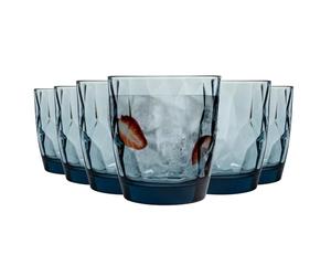 Bormioli Rocco Boire Diamond Glass Dimpled Gobelets - Ocean Blue - 300ml - Paquet de 6