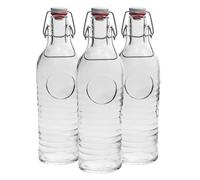 Officina 1825 Bouteille en verre vintage avec bouchon à étrier - 1200 ml - set de 3 pièces