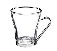 Bormioli Rocco Lot de 6 tasses à cappuccino en verre avec poignées en acier inoxydable 22 cl