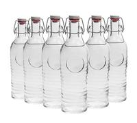 Bormioli Rocco Officina 1825 Table Service Bouteille d'eau Set avec Top Swing Couvercle - 1,2 litres - Paquet de 12