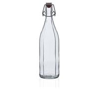 Bormioli Rocco Oxford Lot de 6 Bouteilles de table en verre, avec bouchon à clip, idéales pour les sirops faits maison, 1 l