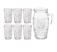 Bormioli Rocco Pichet à Eau/à jus de Fruits (1600 ML) et Ensemble de 6 Verres Droits (340 ML) Romantic