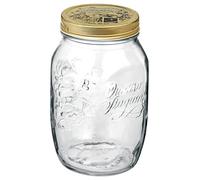 Bormioli Rocco Quattro Stagioni 79210 Lot de 6 bocaux à confiture avec couvercle doré, contenance 1000 ml, bocaux de conservation refermables, couvercle 70 mm