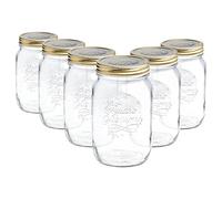 Bormioli Rocco Quattro Stagioni Mason Jars - Cuisine Traditionnelle avec Canister Alimentaire vis Couvercle supérieur - 1,5 litres - Lot de 6