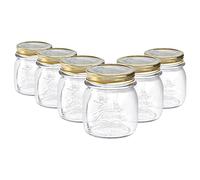 Bormioli Rocco Quattro Stagioni Verre Jars Stockage - Cuisine Traditionnelle avec Canister Alimentaire vis Couvercle supérieur - 250ml - Lot de 6