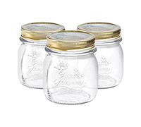 Bormioli Rocco Quattro Stagioni Verre Jars Stockage - Cuisine Traditionnelle avec Canister Alimentaire vis Couvercle supérieur - 250ml - Lot de 3