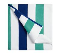 Bornbay Serviette de Plage surdimensionnée en Coton - 101,6 x 177,8 cm - Serviette de Piscine épaisse et Moelleuse à Rayures pour Adultes, Hommes et Femmes (Blanc Bleu Sarcelle)