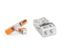 Borne à levier WAGO pour tous types de conducteur - 2 x 4 mm² en ligne - 60 pièces - 221-2411 & 100 Mini Bornes de Connexion Automatique 2 Entrées, Serre-joint